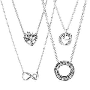 Nouvelle famille amour éternel pendentif collier 925 argent rond cercle arbre bijoux pour femmes petite amie cadeau