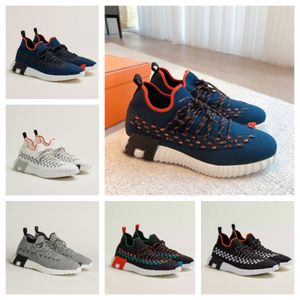 Nieuwe beroemde mode flex heren sneakers schoenen gebreide leer gevlochten technisch canvas zwarte sportschoen loper skateboard veter rubberen zool buiten trainers EU38-46