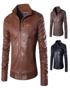 New Famous Motorcycle Leather Jackets Men Solid Business Casual Coats Autumn Winter Leather Clothing Bomber Jacket for Male7557611