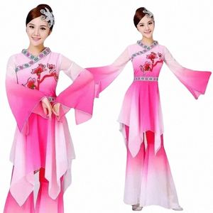 Nouveau Fan Vêtements de danse Vêtements classiques Costumes de danse Yangko Vêtements parapluie national pour adultes Danse folklorique chinoise K8Kt #