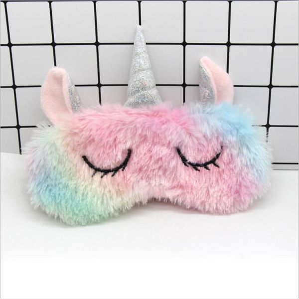 Fantasía colorido unicornio de peluche Máscaras para dormir máscara de ojos degradado durmiente de dibujos animados Cuidado de la visión de la salud máscara para los ojos envío gratis 50