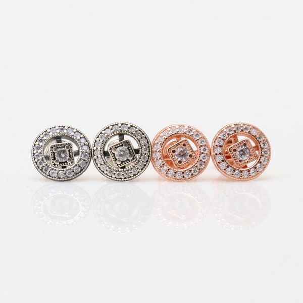 Nouveau Fasgion 18K or Rose Vintage Allure boucles d'oreilles Doreilles 925 argent Sterling CZ diamant femmes filles cadeau ensemble de boucles d'oreilles