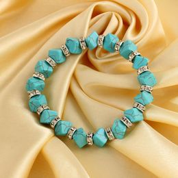 Bracelet classique Vintage Turquoise, 10 pièces/lot, pendentif mignon, argent tibétain, pierre naturelle, cadeaux, nouvelle mode