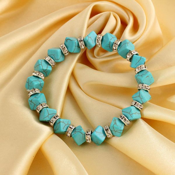 Bracelet classique Vintage Turquoise, 10 pièces/lot, pendentif mignon, argent tibétain, pierre naturelle, cadeaux, nouvelle mode