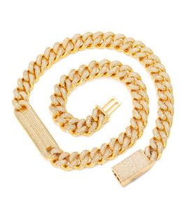 Nouvelle mode 12mm Hip Hop broche réglage CZ zircone glacé cubain lien chaîne colliers pour hommes Miami Bijoux Collier rappeur Curb Jewelry9108924