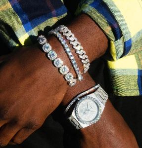 Nouvelle mode 12 mm largeur cz miami cubain liaison chaîne hip hop bling micro pave 5a claire cubique zirconia hommes cubains bracelet entièrement 5280652