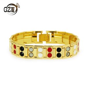 Nueva pulsera para hombre de moda 15 mm 8 pulgadas Pulsera de cadena con imán personalizado Brazalete Hip Hop Rapero Joyería Regalos de cumpleaños para hombres Niños Encantos coloridos rojos dorados