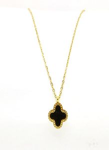 Collier avec pendentif trèfle à quatre feuilles, en or 18 carats, Double face, pour femmes, cadeau, nouvelle mode, 2785488