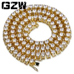 Nueva moda 18 k chapado en oro 10 mm CZ Cubic Zircon cadena de tenis collar gargantilla Hip Hop joyería masculina Bijoux regalos Collier para M240k