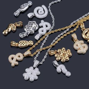 US dollar teken toetsenbord symbool hanger ketting nieuwe mode 18K vergulde heren hip hop vraagteken ketting volledige diamant Iced Out CZ kubieke zirkoon cadeaus voor liefhebbers