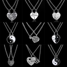 Collier avec pendentif en forme de cœur brisé, ensemble de 2 pièces, cadeaux pour amis, chaîne pour femmes et hommes, bijoux d'amitié, breloques unisexes, BFF208k, nouvelle mode