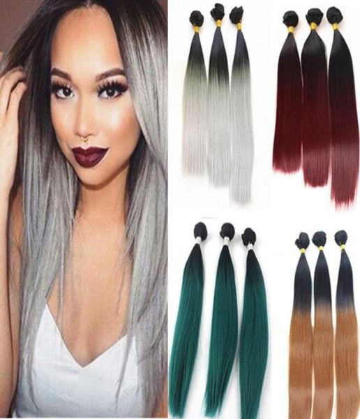 Nueva moda, 3 paquetes, color de trama de cabello 1bgray 99j, extensión de cabello tejido de cabello de alta temperatura para cabeza completa 5582389