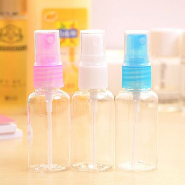 Nueva moda 30 ml de viaje portátil pequeña botella de spray de plástico subbotella cosmética botella de spray de agua transparente para mascotas venta caliente LX1444