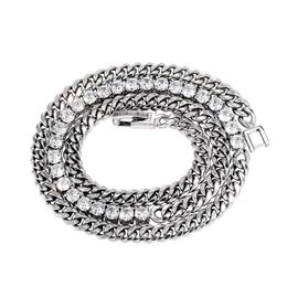 Nouvelle mode 5mm 18/22 pouces or argent couleurs Bling CZ Tennis cubain collier Bracelet chaînes à maillons pour hommes Punk bijoux
