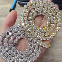 Nouvelle mode 6.5mm 16-24 pouces 925 argent Sterling brillant Moissanite diamant Tennis chaîne collier Bracelet pour femmes hommes beau cadeau