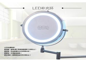 Miroir de salle de bains à LED de 7 pouces, nouvelle mode, double bras étendu, miroir de maquillage à 2 faces, grossissant 10X équipé en métal rond Wall1537427