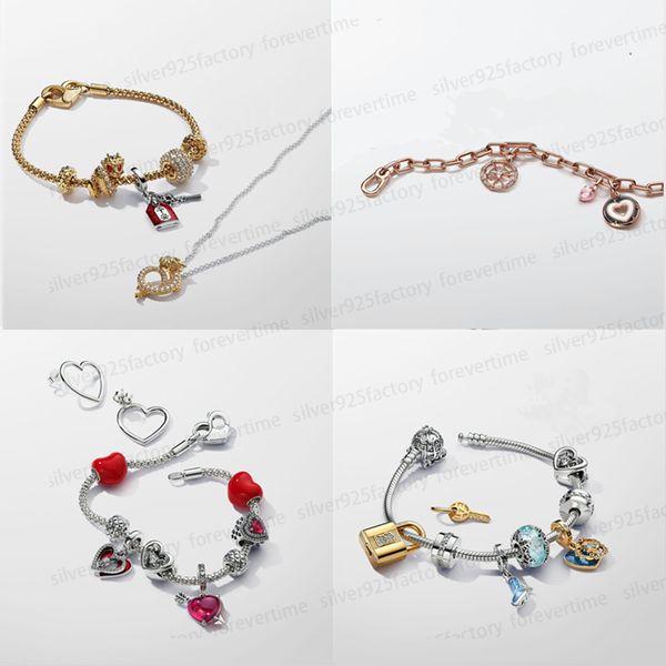 Bracelets de charme de créateur en argent 925 pour femmes, cadeau DIY, bracelet Pandora, boucles d'oreilles, ensemble de colliers, année chinoise du dragon, bijoux avec boîte, vente en gros, nouvelle mode