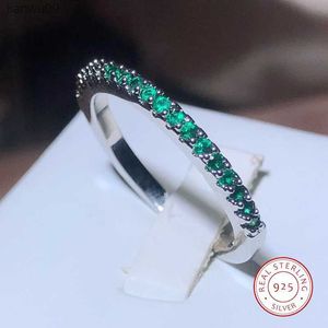 Nouvelle mode 925 timbre mince bague pour femme vert plein de petit diamant cubique zircone pierre mariage fiançailles bijoux à la mode L230704