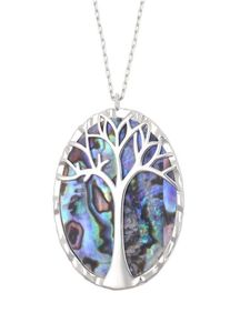 Nieuwe mode 925 Sterling Silver Tree Life Hanger Natural Abalone Shell ketting Glamour Women Wedding Jewelry6141005