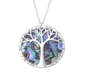 Nieuwe mode 925 Sterling Silver of Life hanger Natural Abalone Shell ketting Glamour Women Wedding Jewelry1020460