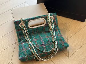 Nouvelle mode 9A laine sac à bandoulière en laine pour femmes Top Designer chaîne de perles chaîne en or bandoulière Double chapeau sac à main sac à bandoulière 8927