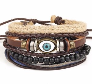 Nouveaux accessoires de mode ancre perle Bracelets en cuir Bracelets 34 pièces 1 ensemble multicouche tressé Bracelet Bracelet Men3445306