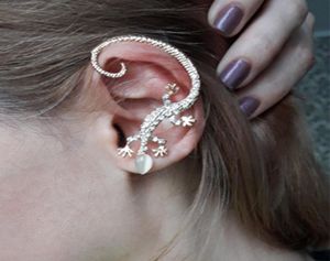 Nieuwe mode -accessoires Rhinestone Ear Cuff oorbellen Elegante overdreven Gekkonidae Lizard Stud Earring7372407