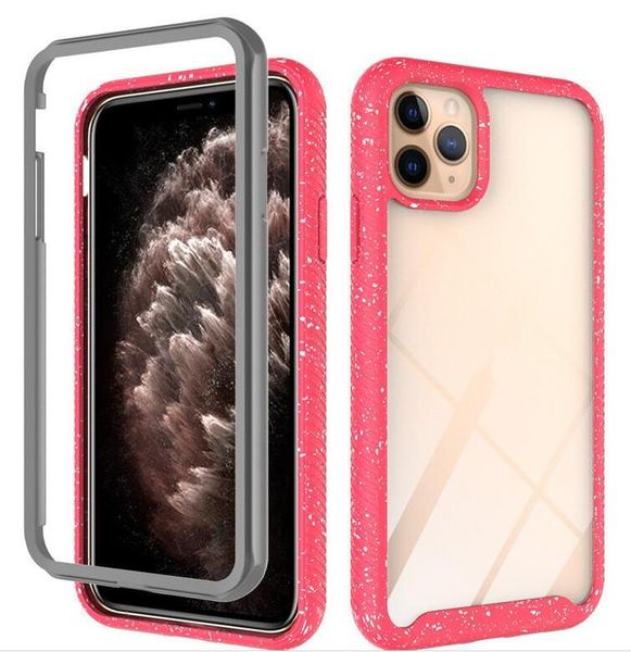 Nueva funda de teléfono acrílica a la moda para iphone 11 Pro Max 7 8 a prueba de golpes manchas de colores transparente resistente híbrido PC duro contraportada