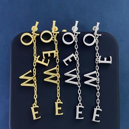 Nieuwe Mode Anagram letters hanger oorbellen asymmetrische vrouwen retro ketting messing volledige diamanten oor stud hoepel dames broche Designer Sieraden LOE-HG1012