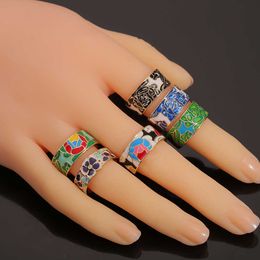 Nuevas moda y artesanías populares anillo de flores estilo chino Aceite de porcelana azul y blanco anillo de cola de porcelana