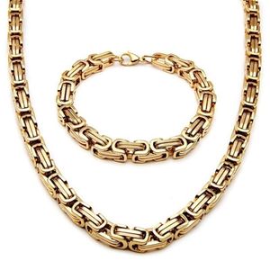 Nieuwe mode sfeer persoonlijkheid motorfiets ketting goud zilver zwart driekleur armband ketting set sieraden speciaal