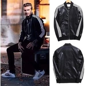 Moda Otoño Invierno Hombres Marca Faux Soft Chaquetas de cuero PU Negro Rojo Cremalleras Manga larga Abrigo de motocicleta 201128