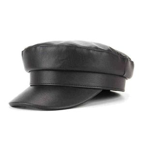 Nouvelle Mode Automne Hiver Femmes Bérets Casquettes En Cuir Pu Rétro Octogonale Cap Casual Voyage Plat Chapeau Dames Peintre Cap Journal Garçon Chapeau J220722