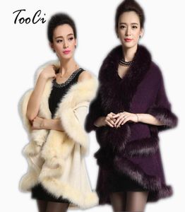 Nouvelle mode Automne d'hiver Femmes fausses en fausse fourrure Black Long Wool Cashmere Cardigan Femmes Poncho Tricoted Pull Femme Cardigan Y200929216799