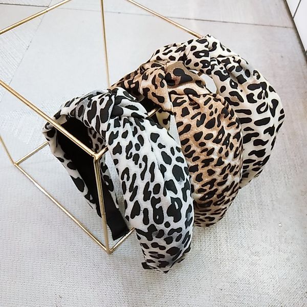 Nouvelle mode bébé fille pinces à cheveux bande motif léopard nouage bandeau en épingle à cheveux polyvalent lavage visage presse cheveux large bord coiffe pour les femmes