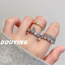 Nieuwe modebandring Dubbeldek Scheidbare diamantringen Set Luxe designer sieraden opdrachten voor vrouwen houden van geschenken
