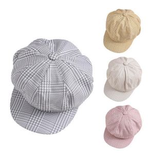 Nouvelle mode béret femme casquette plate automne hiver printemps chapeaux pour femmes casquette octogonale peintre chapeau Vintage angleterre artiste Plaid