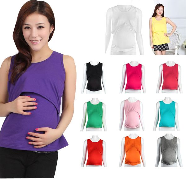 Nouvelle mode FEMMES Enceinte Maternité Vêtements Allaitement Tops Allaitement Gilet T-Shirt Sans Manches Gilet Tops Casual