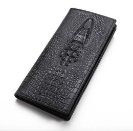 Nouvelle mode Bifold Purse 3D Crocodile Skin noir Générat en cuir authentique portefeuille d'embrayage pour hommes3353793