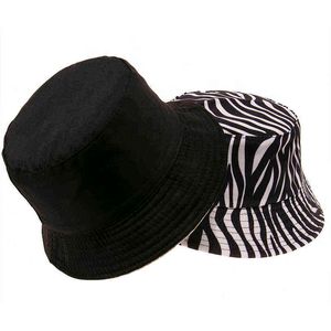 Chapeaux seau imprimé zèbre rayé noir Beige pour femmes, cadeaux pour dames, nouvelle mode, G220311