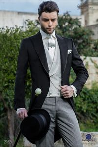 Nouveau Mode Noir Tailcoat Groom Tuxedos Excellents Hommes De Mariage Porter De Haute Qualité Hommes Formelle Costume De Fête De Bal (Veste + Pantalon + Cravate + Gilet) NO: 959