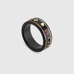 NIEUWE Mode Zwart Wit Keramische Cluster ringen bague voor heren en vrouwen verloving bruidspaar sieraden minnaar gift291w