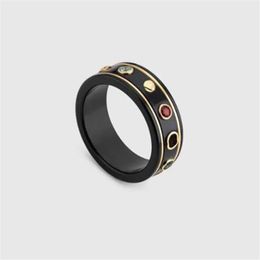 NUEVA Moda Negro Blanco Cerámica Cluster anillos bague para hombres y mujeres compromiso boda pareja amante de la joyería gift279N