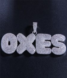 Nieuw mode -bling ijs uit CZ Custom Name Letter Pendant Necklace met 24inch touwketen voor mannen vrouwen Leuk cadeau5554301