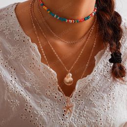 Nieuwe Mode Bohemian Gold Shell Necklace Starfish Hanger Choker Ketting Dames Strand Ketting Vriendin Gift