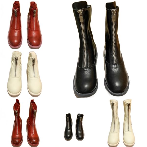 Nouvelles bottes de mode chaussures de créateurs de mode bottes de mode lettre chaussures à glissière en cuir véritable talons hauts chaussures de semelle en caoutchouc antidérapantes en plein air bottes de moto pour femmes