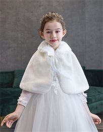 New Fashion Bow Child's Shawer Jackers Tide 2024 fausse fourrure Blanche de mariage Banquet de mariage