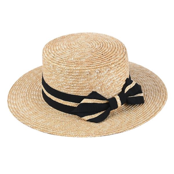 Nueva moda arco mujeres paja visera sombrero femenino verano sombreros planos vacaciones vestir gorras venta al por mayor Dropshipping Y200602