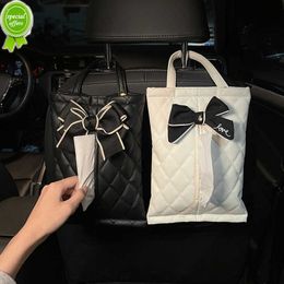 Nouvelle mode nœud papillon en cuir voiture boîtes à mouchoirs mignon Auto siège arrière tissu sac organisateur voiture décoration Auto intérieur sac de rangement
