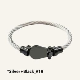 Nouvelle marque de mode bracelets de câble en fer à cheval 18k Bracelet en argent noir plaqué en or blanc 18K